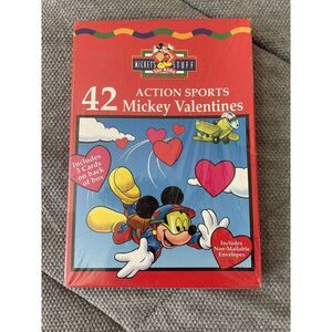 Vtg Mickey's Stuff for Kids 42 Valentines Day Cards Disney Sports NIB New Sealed